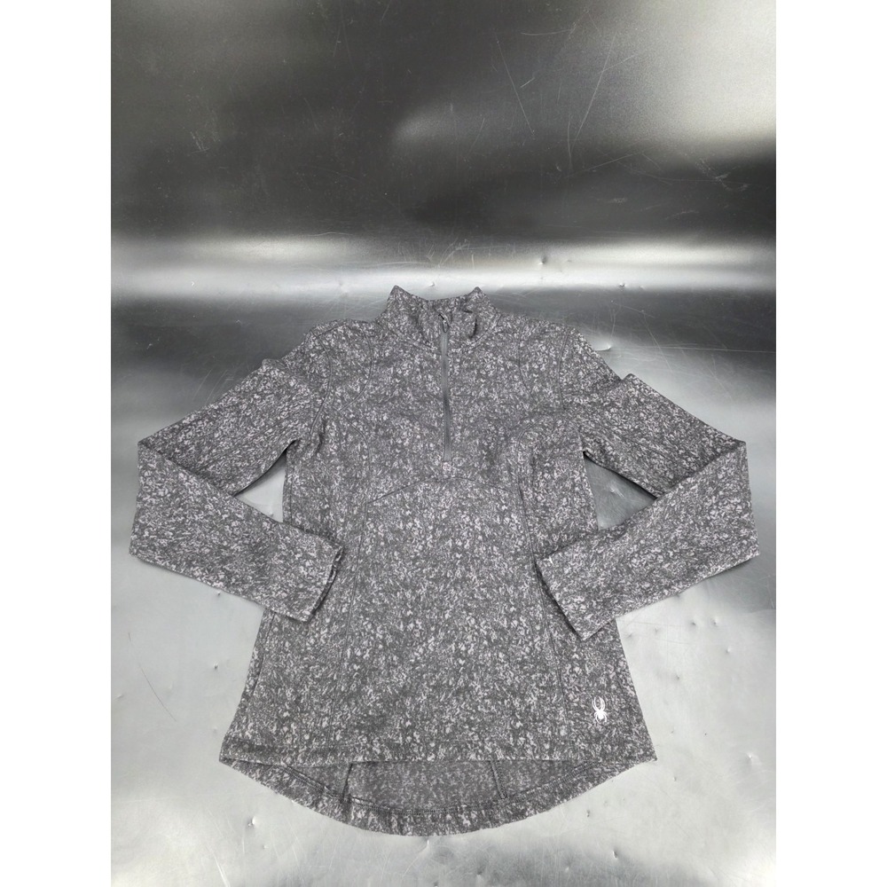 Spyder Active Ladies Fleece Half 1/4 Zip Printed Pullover Black Small Sweater